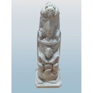 Pacific Northwest Style Totem Pole Resin Statue Bear Raven Beaver Orca w/flaws